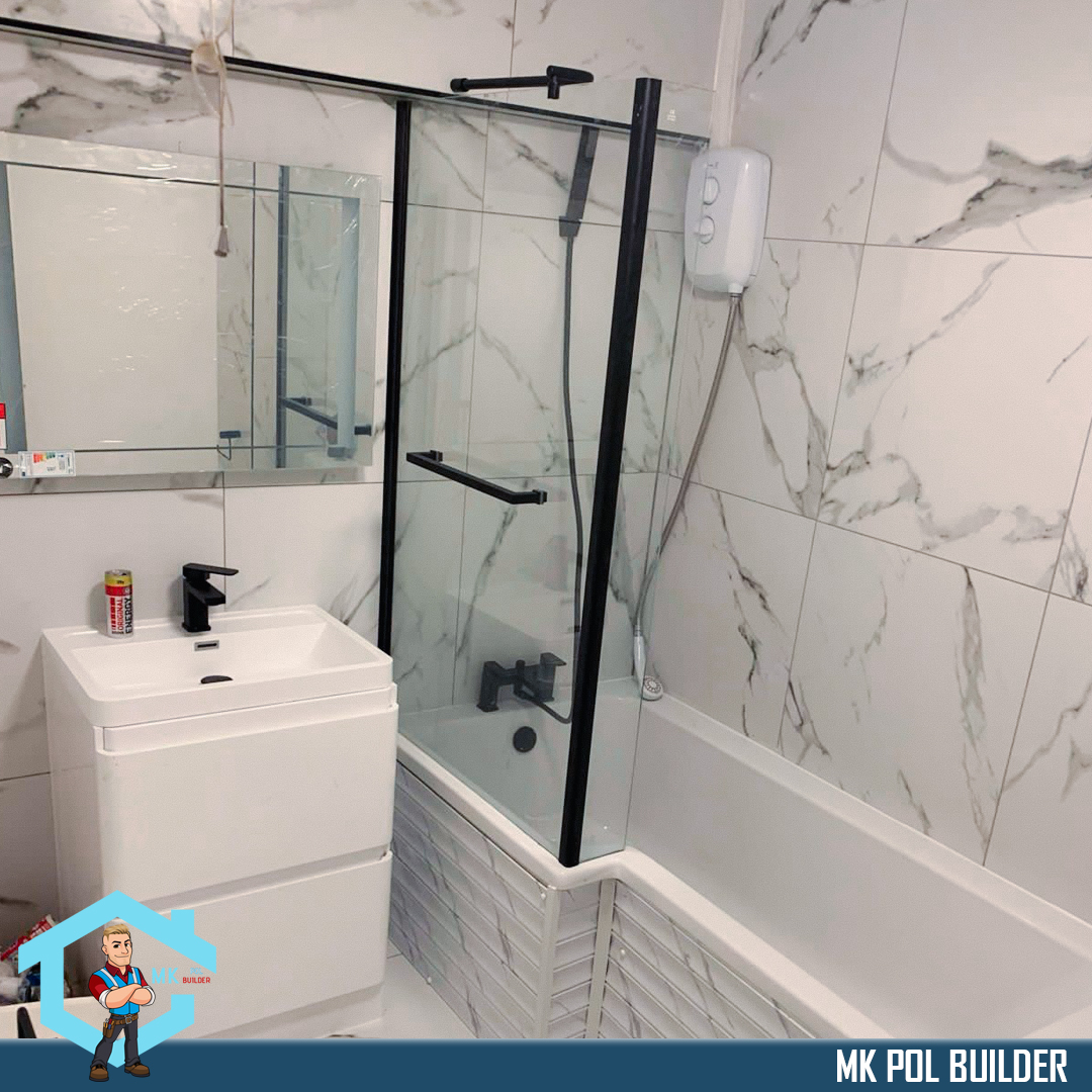Finished walk-in shower bathroom renovation in High Wycombe